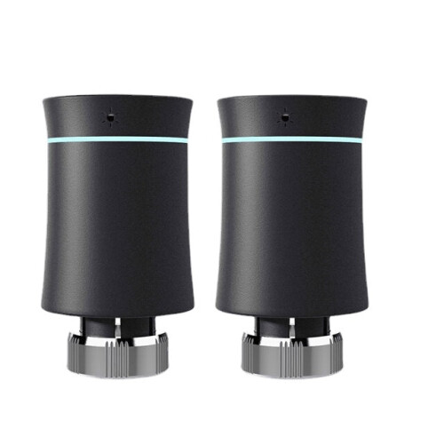(Black 2pcs) Thermostat Radiator Actuator Valve Smart Programmable TRV Temperature Controller Alexa Voice Control
