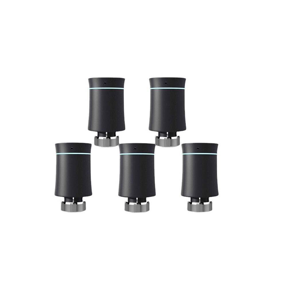 (5pcs Black) Thermostat Radiator Actuator Valve Smart Programmable TRV Temperature Controller Alexa Voice Control