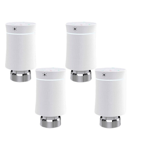 (4pcs White) Thermostat Radiator Actuator Valve Smart Programmable TRV Temperature Controller Alexa Voice Control