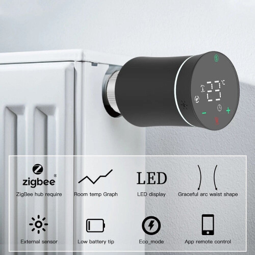 (5pcs White) Thermostat Radiator Actuator Valve Smart Programmable TRV Temperature Controller Alexa Voice Control 2