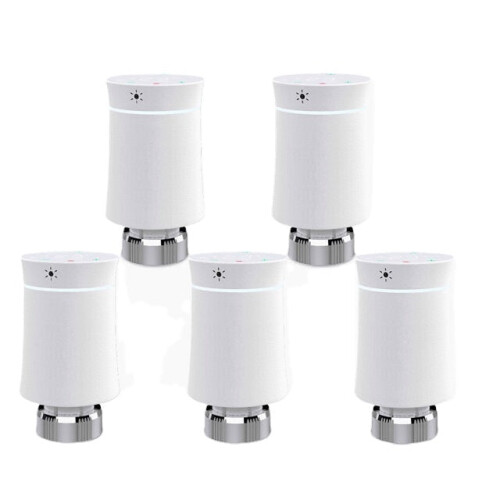 (5pcs White) Thermostat Radiator Actuator Valve Smart Programmable TRV Temperature Controller Alexa Voice Control