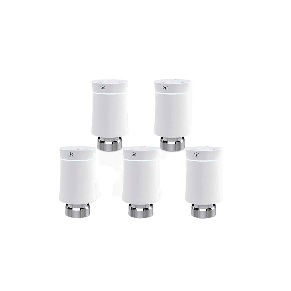 (5pcs White) Thermostat Radiator Actuator Valve Smart Programmable TRV Temperature Controller Alexa Voice Control