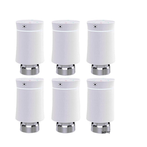(6pcs White) Thermostat Radiator Actuator Valve Smart Programmable TRV Temperature Controller Alexa Voice Control