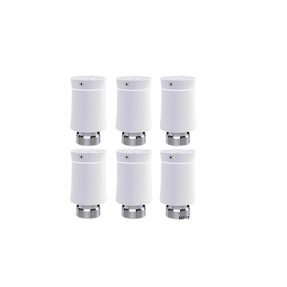 (6pcs White) Thermostat Radiator Actuator Valve Smart Programmable TRV Temperature Controller Alexa Voice Control