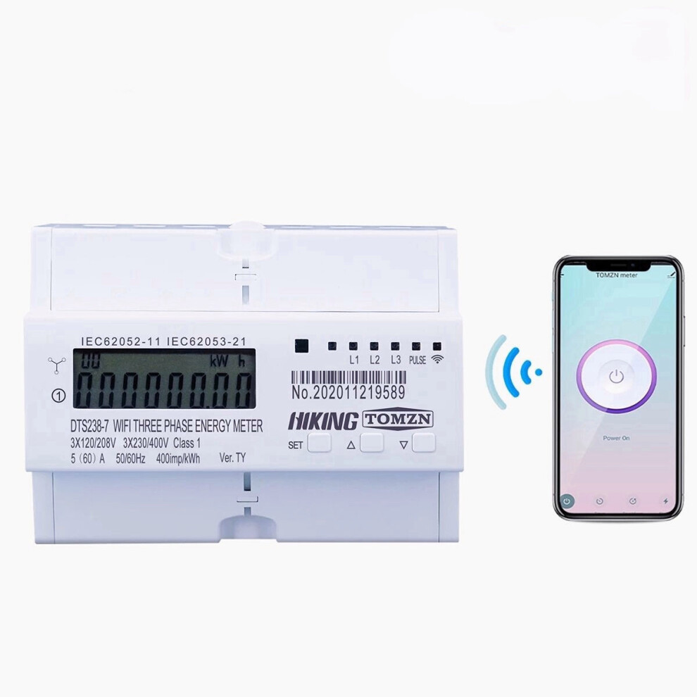 (80A) Din Rail WIFI Smart Energy Meter Timer Power Consumption Monitor kWh Meter Works with Alexa Google Home,3 Phase