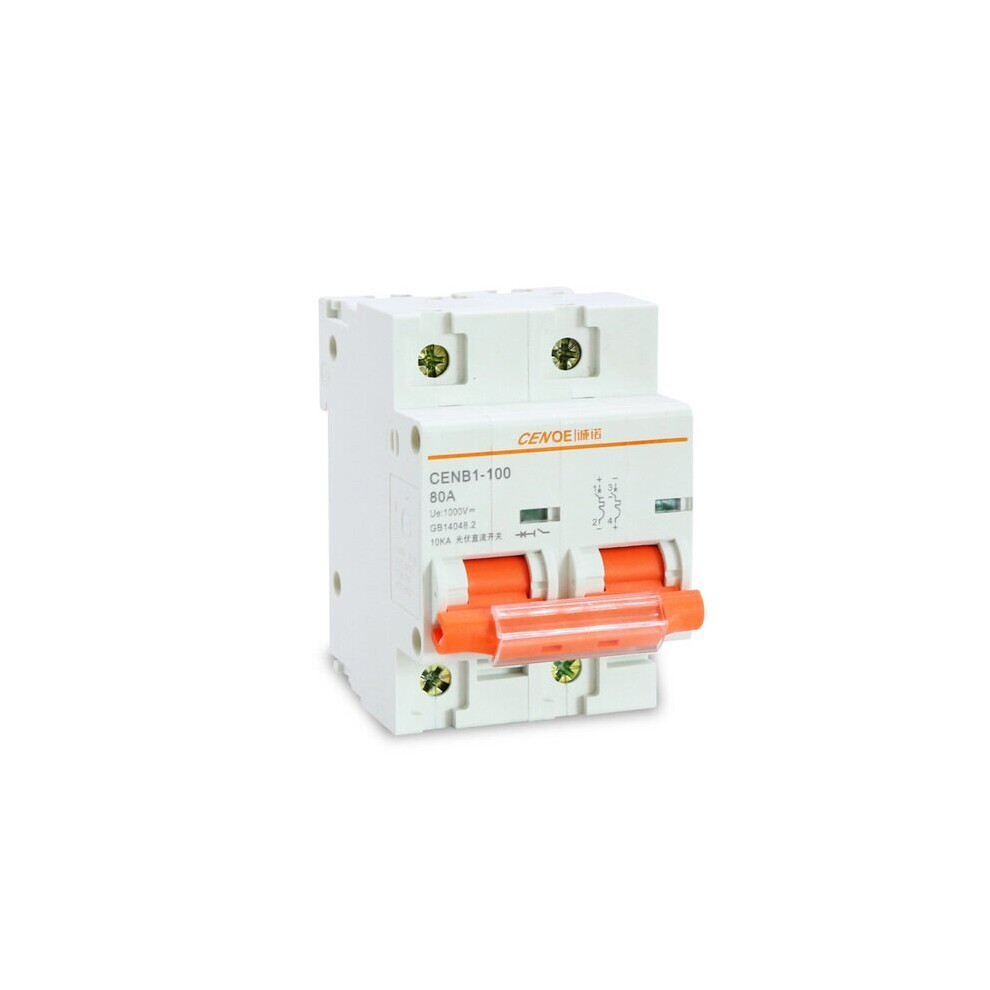 (80A) Circuit Breaker MCB Breakers with Short-circuit and Overload Protection,2P DC1000V 63A 80A 100A 125A DC