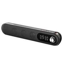 (Black) Wireless USB Desk Bluetooth Speaker Soundbar with Dual Alarm Clock FM Function Temperature Display for PC TV Computer Home
