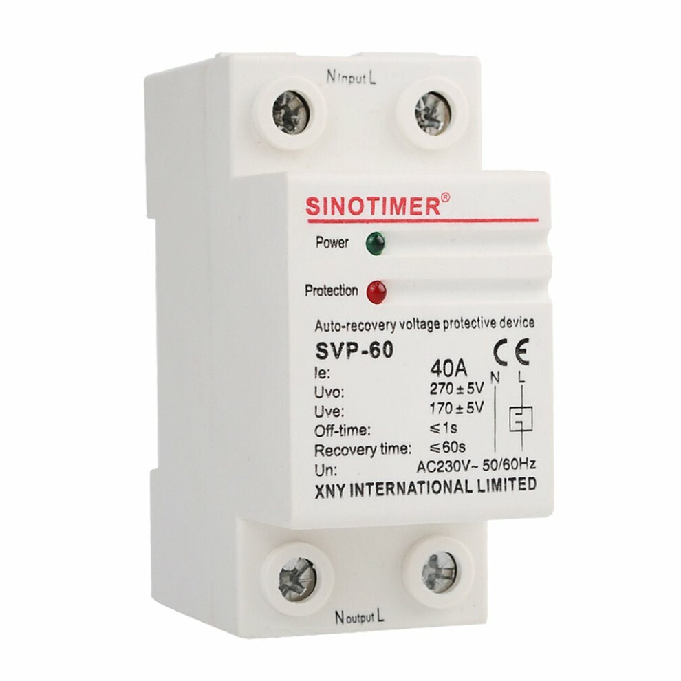 Automatic Recovery Under Voltage Over Voltage Protector Relay Breakers Protective Device,230V AC 40A