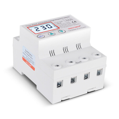 (80A) Multifunctional Over Under Voltage and Over Current Protection Device Automatic Recovery Voltage Relay,230V AC 63A 1