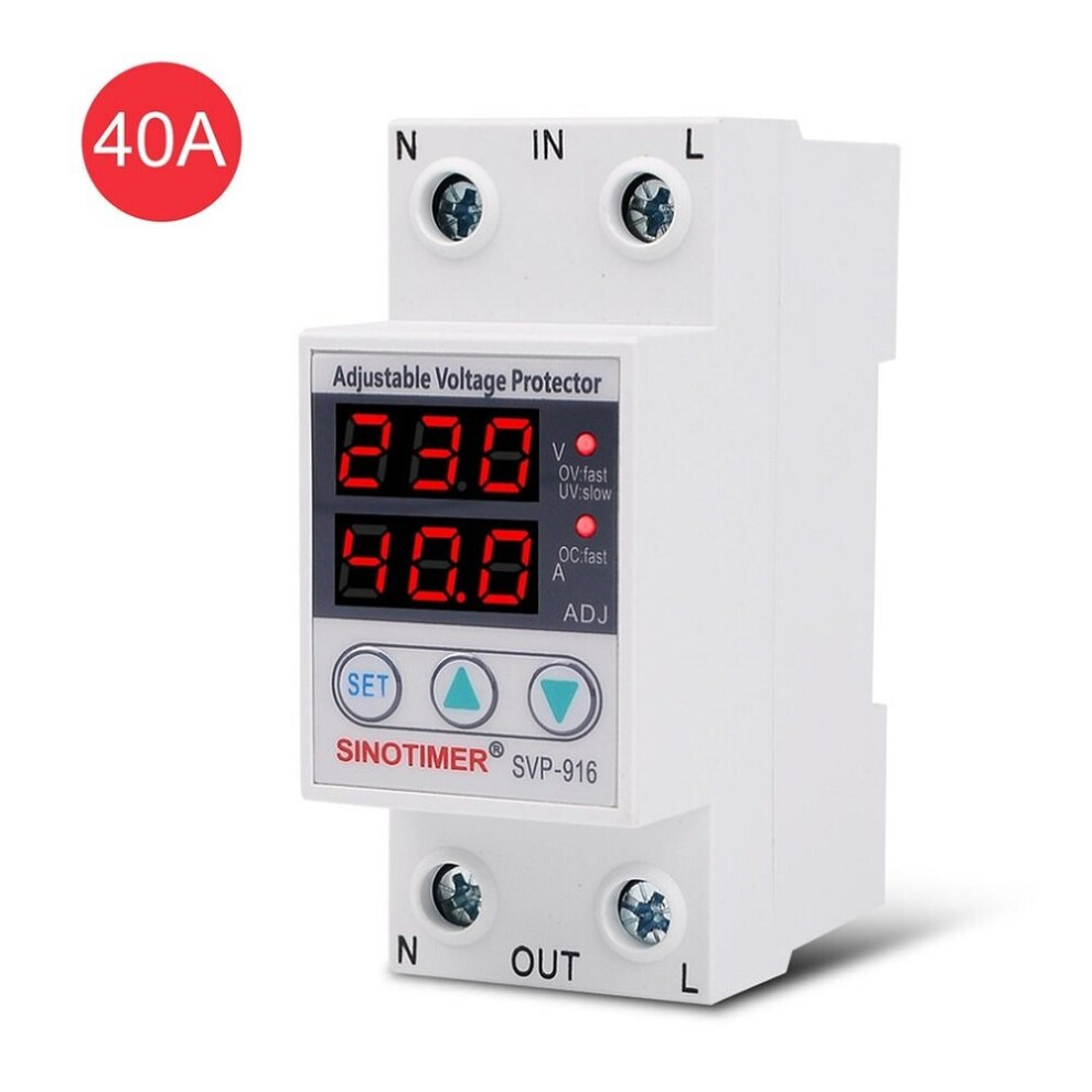 (40A) Adjustable Auto-recovery Under/Over Voltage Protector Relay Breaker Protective Device With LED