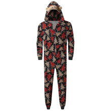 (L, Black) Christmas Mens Pyjamas Printed Jumpsuit Sleepwear Gift