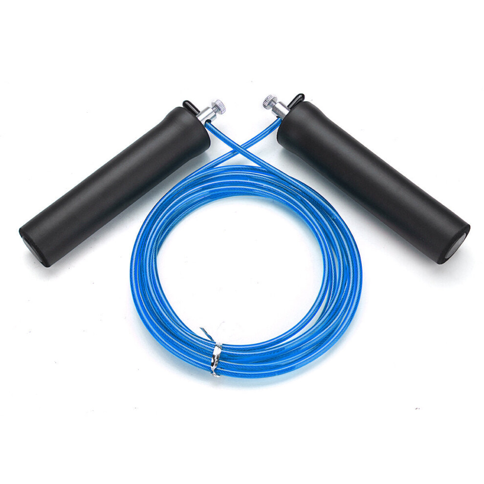 (Blue) 3M Steel Wire Speed Skipping Rope Jumping Rope Adjustable Crossfit Fitnesss Exercise