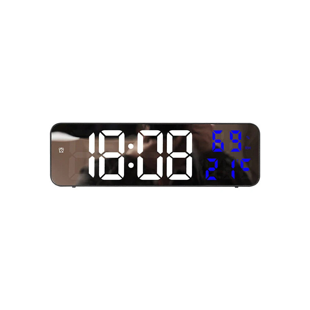 (Blue) Digital Wall Clock with LED Display, Auto Brightness, Temperature & Humidity Monitor, 12/24H - Ideal for Home, Office, Classroom