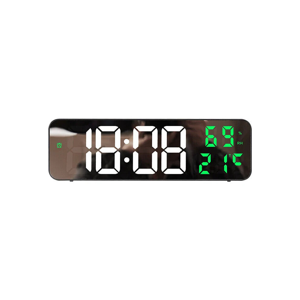 (Green) Digital Wall Clock with LED Display, Auto Brightness, Temperature & Humidity Monitor, 12/24H - Ideal for Home, Office, Classroom