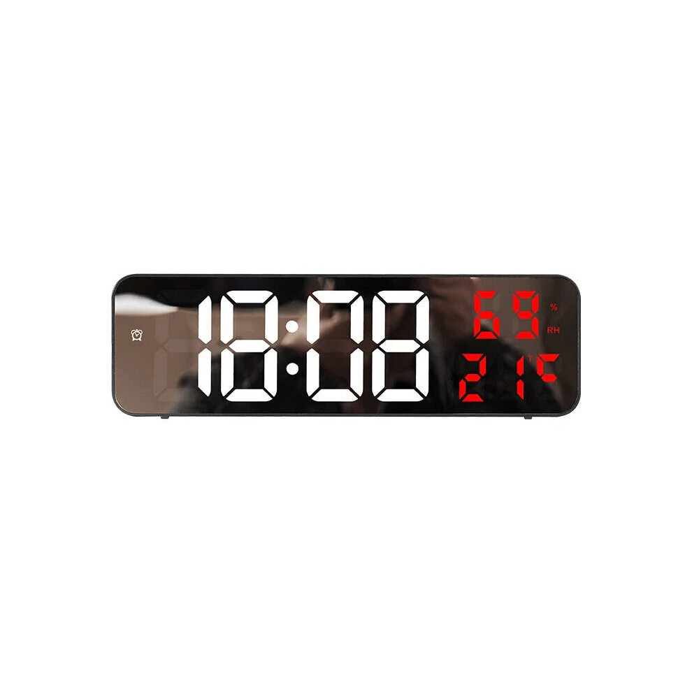 (Red) Digital Wall Clock with LED Display, Auto Brightness, Temperature & Humidity Monitor, 12/24H - Ideal for Home, Office, Classroom