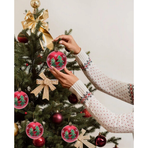 Christmas Spirit: Red Tree Patterned Holiday Balls 1