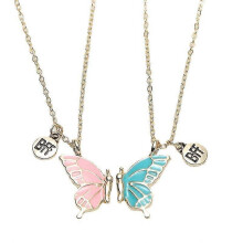 Butterfly Friendship Necklace Gold Butterfly Necklace Friendship Bff Necklace, Suitable for Two Girls