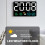 (White light) Large Digital Wall Clock with LED Display, Remote Control, Auto Brightness, Temperature, Humidity, Date, Week, 12/24H 6