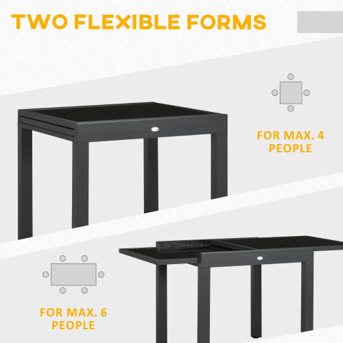 Outsunny Outsunny Extendable Outdoor Dining Table Patio Table, Black 2