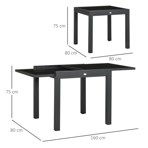 Outsunny Outsunny Extendable Outdoor Dining Table Patio Table, Black 1