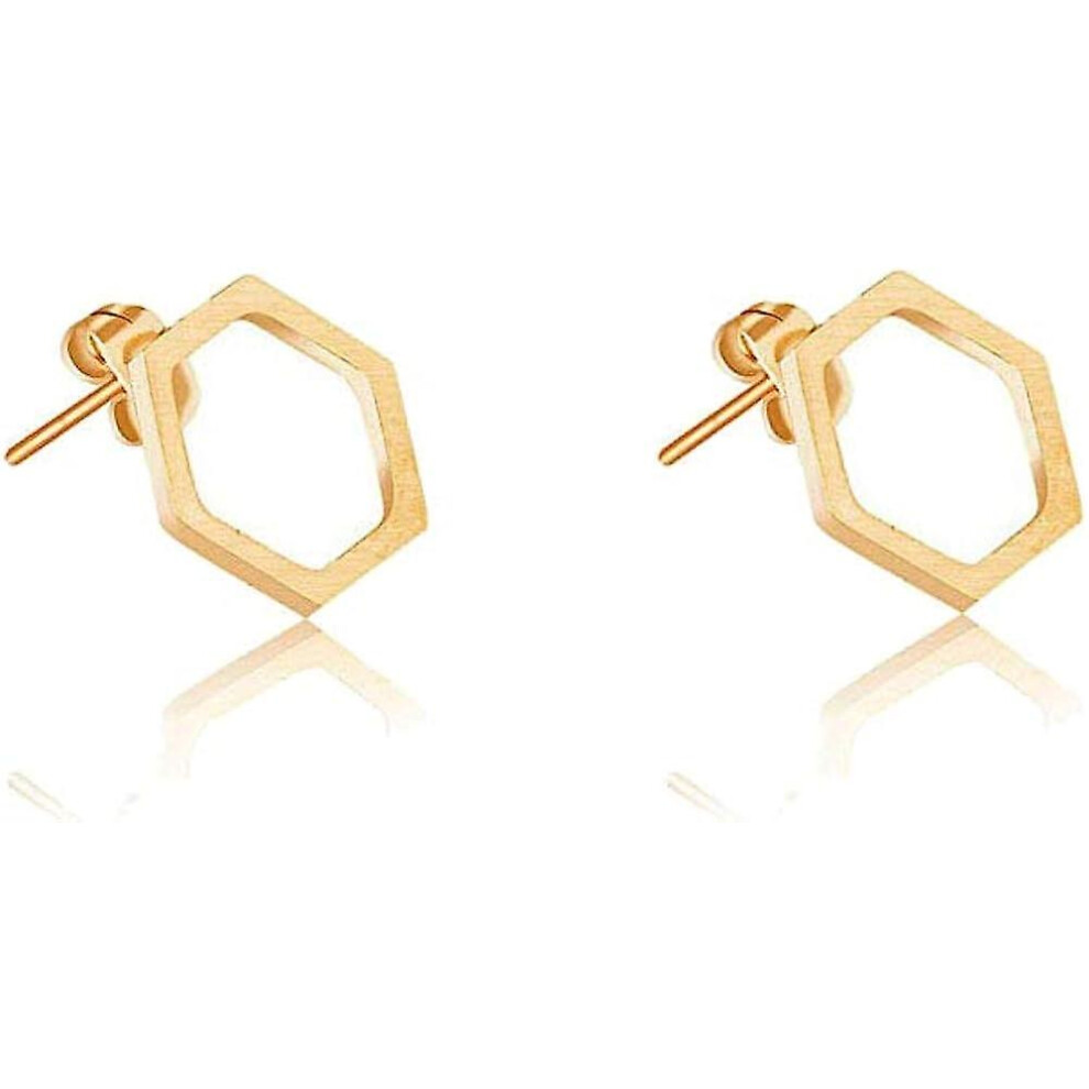 Heytea Simple Hexagon Honeycomb Earrings Bee Hive Stud Earrings For Girls