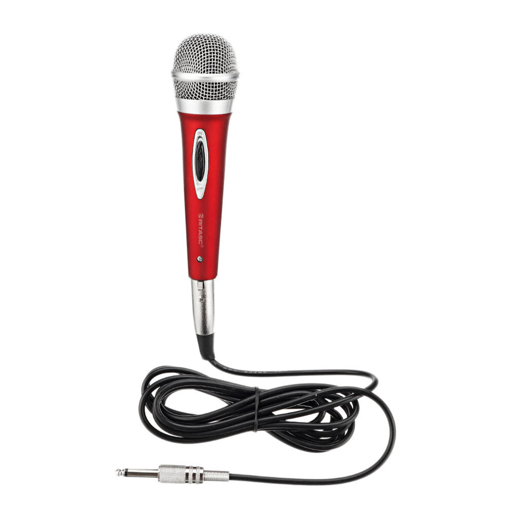 (Red) Moving Coil Wired Microphone for Conference Teaching Karaoke