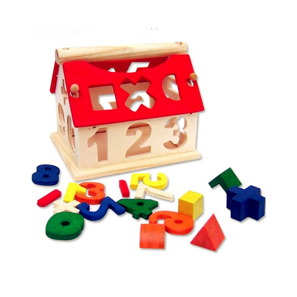 Kids Wooden Digital Number House Building Toy Educational Intellectual Blocks