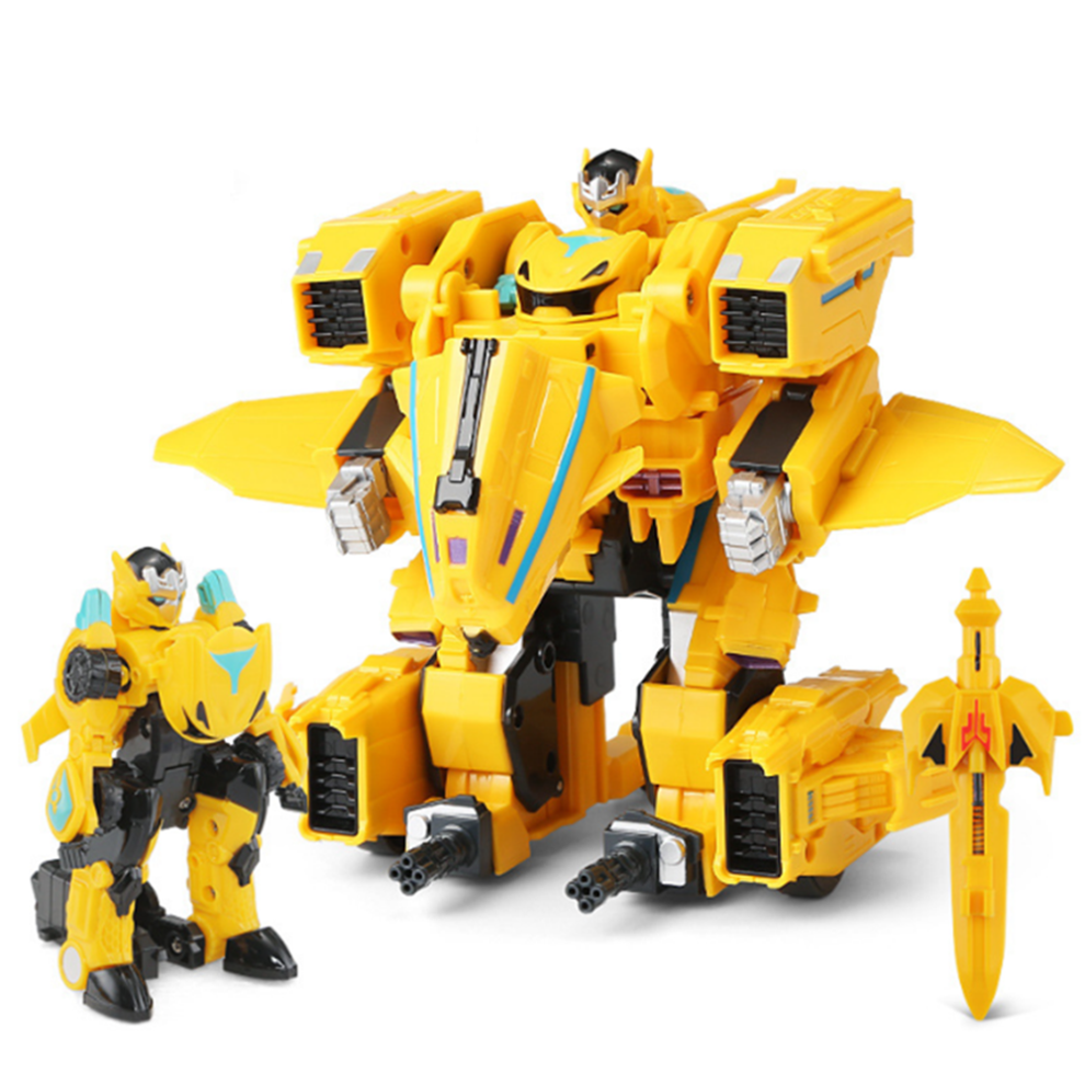 (Yellow) Machine Transforms British League Alloy Ejection Deformation Fitted Robot Model Indoor Toys