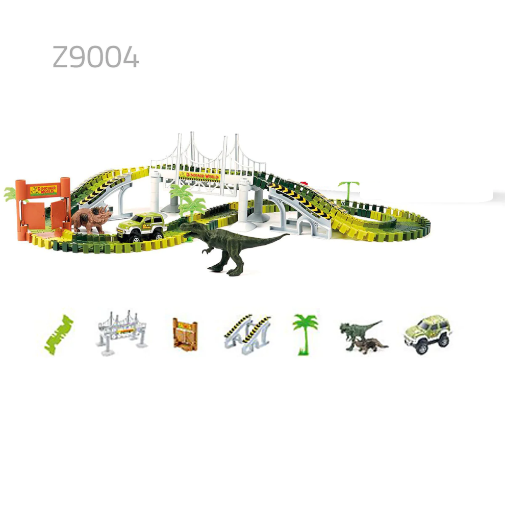 (Z9004) Dinosaur World Flexible Racing Car Track Toys Construction Play Game Educational Set Toy for Kids Gift