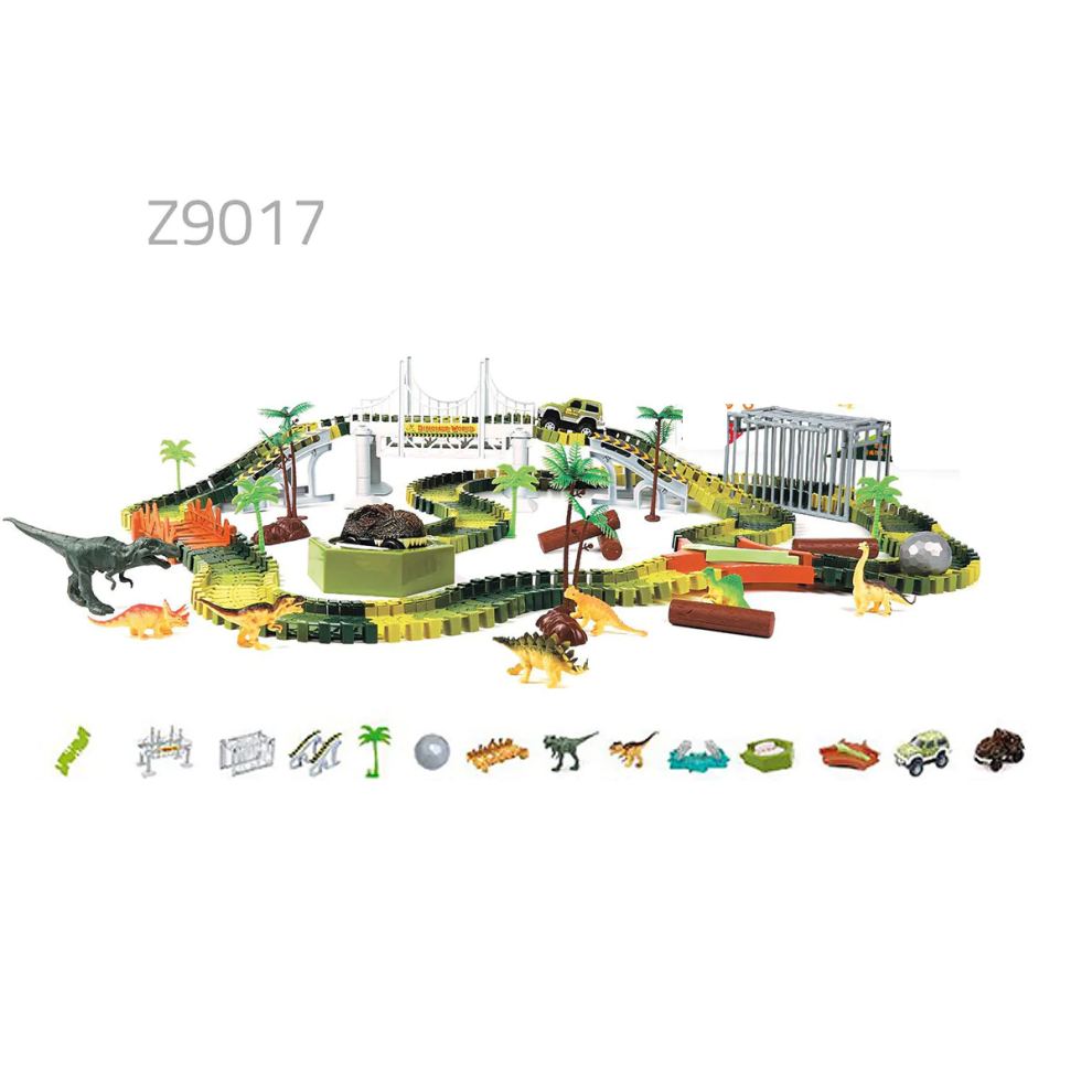 (Z9017) Dinosaur World Flexible Racing Car Track Toys Construction Play Game Educational Set Toy for Kids Gift