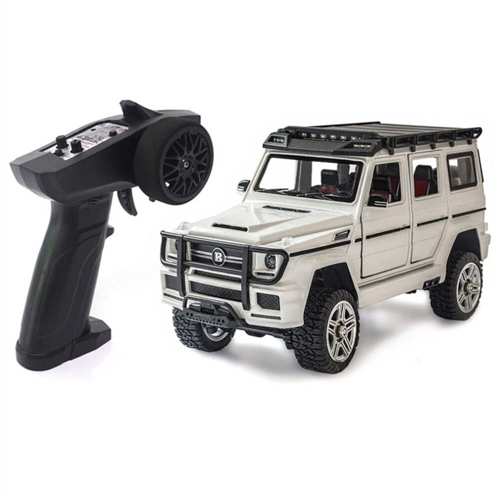 (White) RTR 1/24 2.4G 4WD RC Car Mini Crawler LED Light Alloy Shell Off-Road Truck Vehicle Models