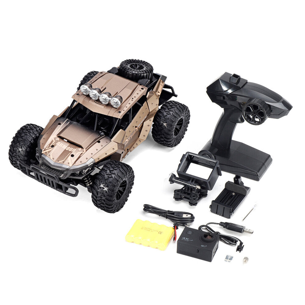 (Brown) 1/18 2.4G FPV RC Car RTR Full Proportional Control Vehicle Model With 4k Camera Two Battery