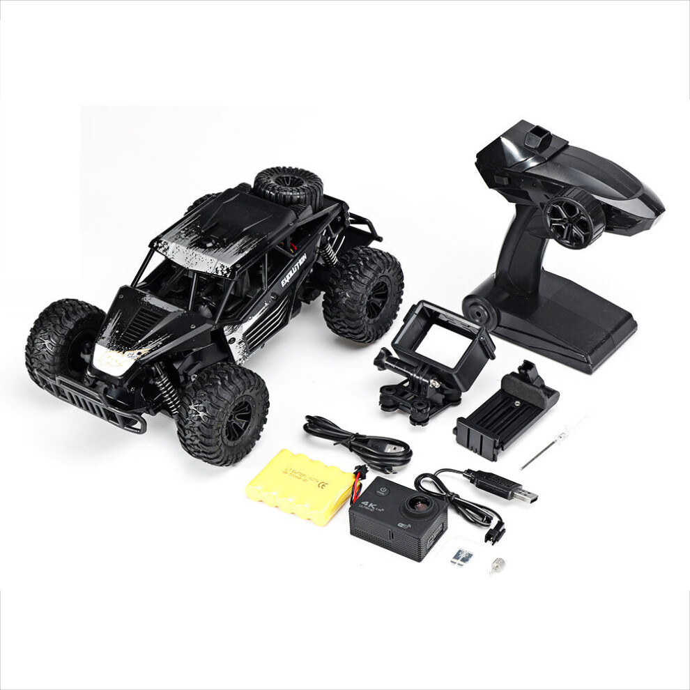 (Black) 1/18 2.4G FPV RC Car RTR Full Proportional Control Vehicle Model With 4k Camera Two Battery