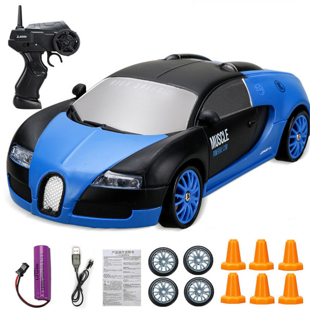 (Blue) 1/24 2.4G 4WD Drift RC Car On-Road Vehicles RTR Model