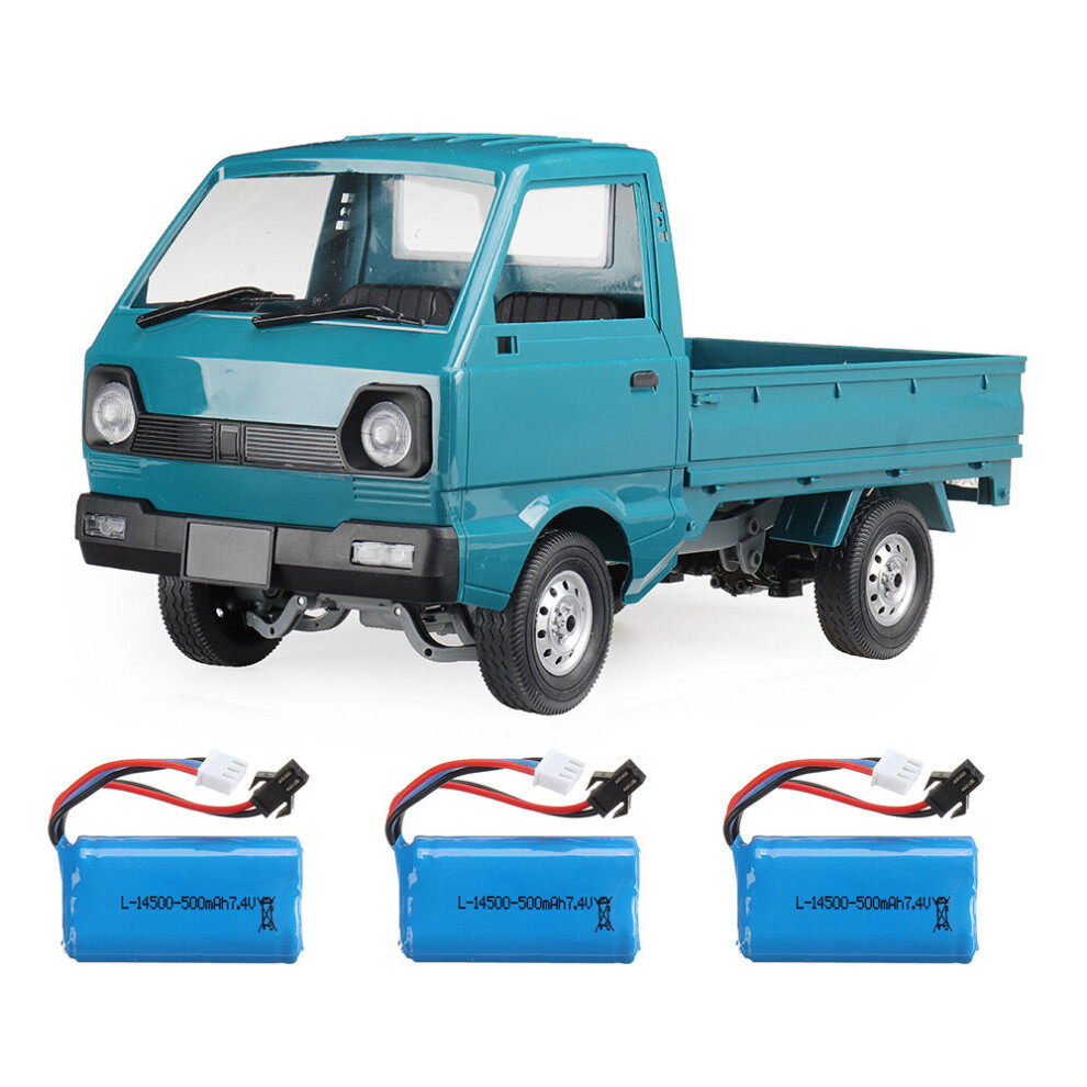 (Three Batteries) 1/10 2.4G 2WD Military Truck Crawler Off Road RC Car Vehicle Models Toy Blue