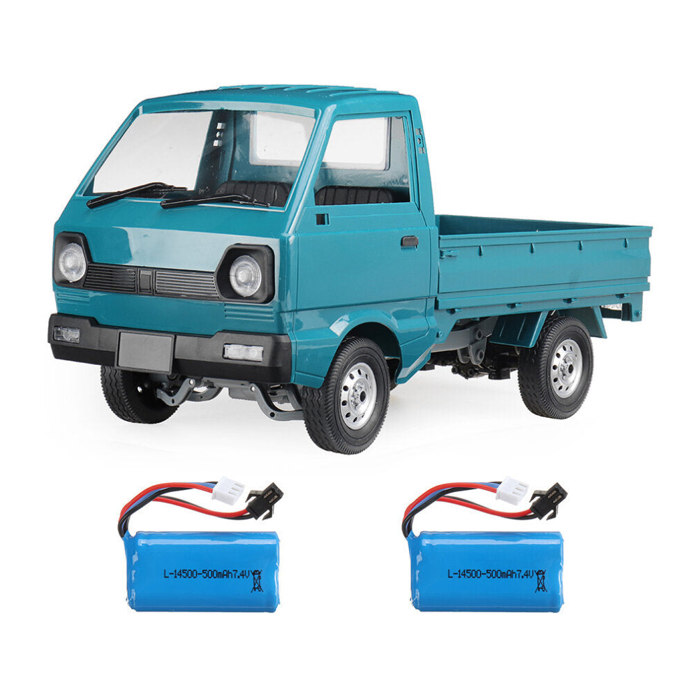 (Two Batteries) 1/10 2.4G 2WD Military Truck Crawler Off Road RC Car Vehicle Models Toy Blue