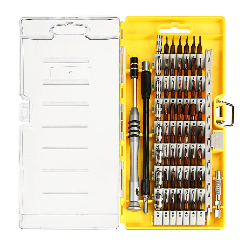 (Yellow) 60 in 1 Precision Screwdrivers Set S2 Alloy Steel Magnetic Bits Professional Electronics Repair Tool Kit For Watch Phone Toy Computer