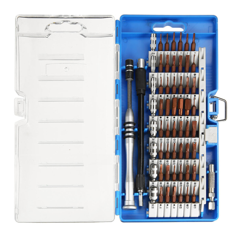 (Blue) 60 in 1 Precision Screwdrivers Set S2 Alloy Steel Magnetic Bits Professional Electronics Repair Tool Kit For Watch Phone Toy Computer