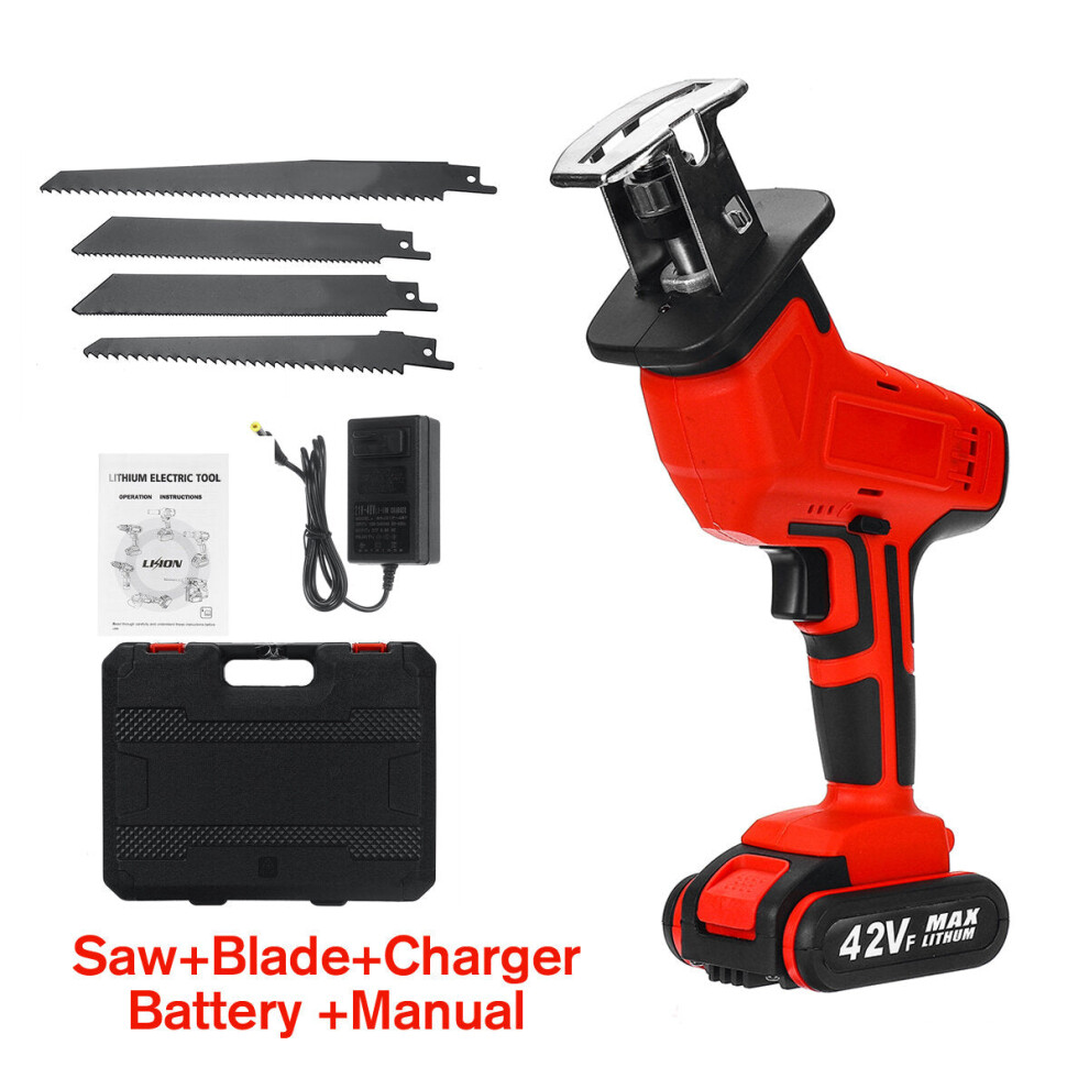 (Saw+Battery+Blade+Charger) 42VF 13000mAh Cordless Reciprocating Saw Electric Saws Portable Woodworking Power Tools