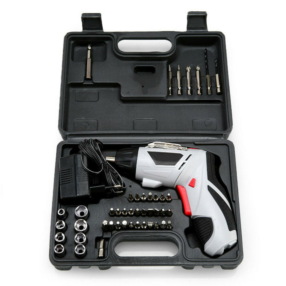 (Grey, Eu Plug) 48Pcs 4.8V Cordless Electric Screwdriver Rechargeable Power Household Diy Power Tool 1138392125090