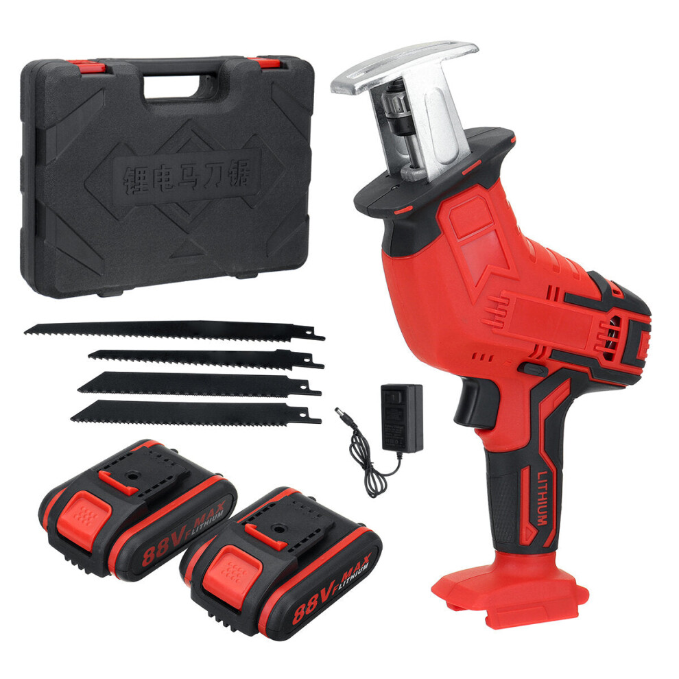 (2 Batteries) 88Vf Electric Reciprocating Saw Outdoor Cordless Portable Saw Woodworking Cutter 1138392132166