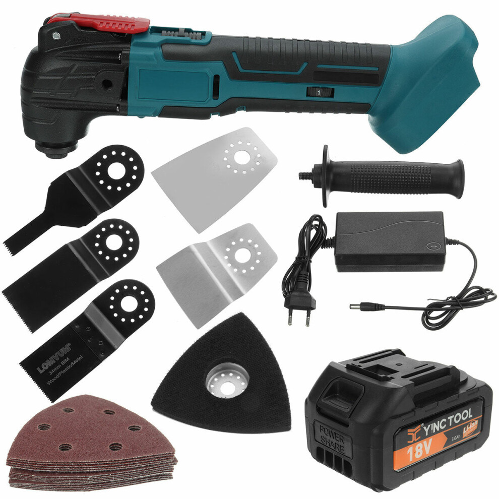(One Battery, EU Plug) 88VF Electric Oscillating Saw Cordless Woodworking Shovel Cutting Trimming Machine W/ None/1/2 Battery