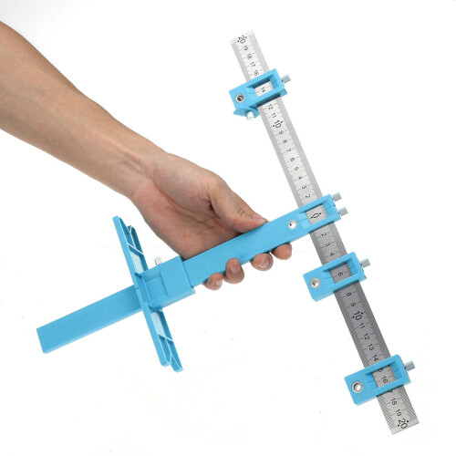 (S) Hole Punch Locator Jig Tool Drill Guide Drawer Cabinet Hardware Dowel Woodworking Ruler 2
