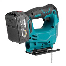 (One Battery, EU Plug) 588VF Battery Indicator 45Bevel Cordless Jig Saw Electric Handheld Saws Wood Work Tools Built-in 10pcs Li-ion Battery Cell