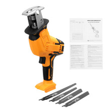 (Orange, 220V EU Plug) Electric Cordless Reciprocating Saw 4 Blades Battery Charger Saw Power Tool