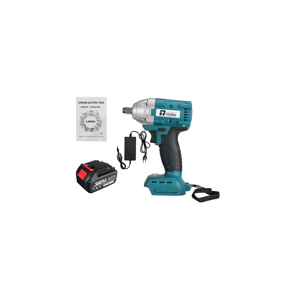 (One Battery) 388Vf Electric Brushless Impact Wrench Led Working Light Rechargeable Woodworking Maintenance Tool 1138392128084