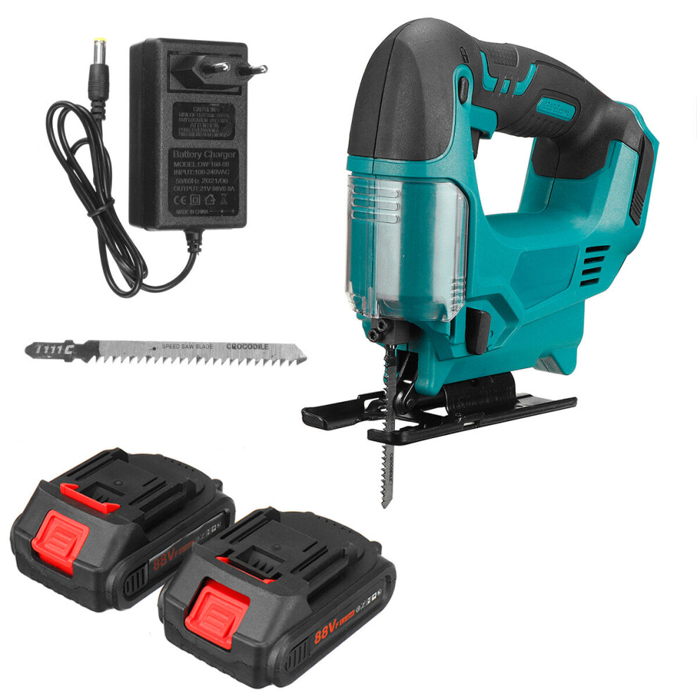 (Two Batteries, EU Plug) 88VF 45 2900RPM Jig Saw Battery Indicator 7500MAH Cordless Electric Jig Saw Wood Work Power Tool Fit Makita-image-OPC-PFKBCC6-NEW