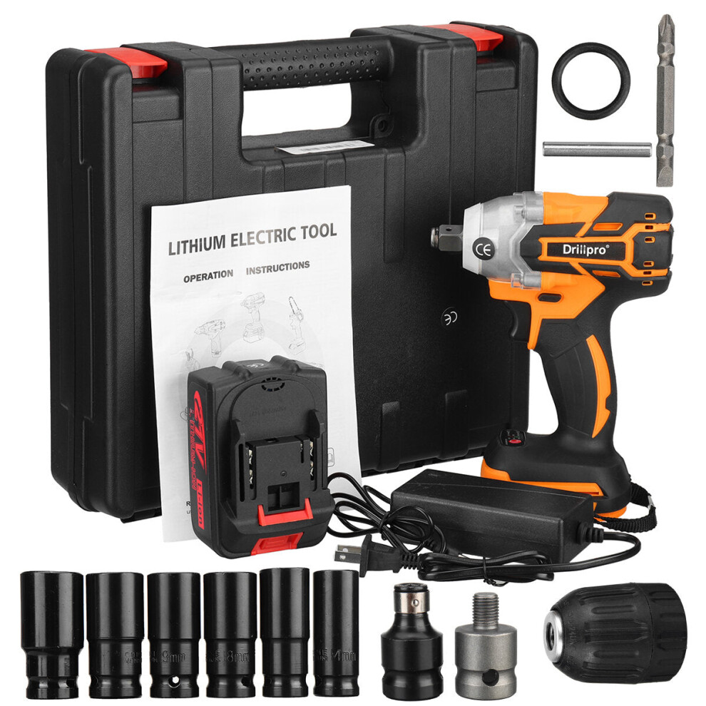 21V 520 N.m Brushless Electric Impact Wrench Led Working Light Rechargeable Woodworking Maintenance Tool 1138392129166