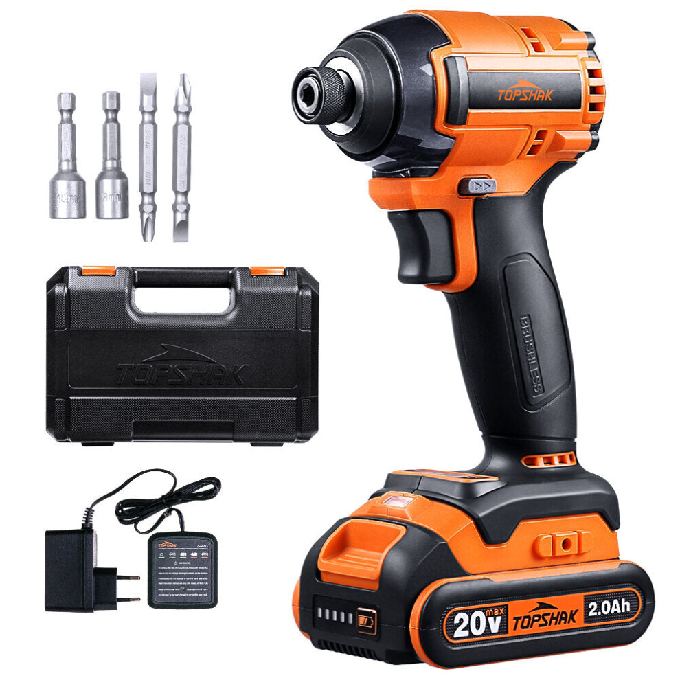 (EU Plug) 20V Electric Screwdriver Brushless Cordless Impact Driver LED Working Light Rechargeable Woodworking Maintenance Tool