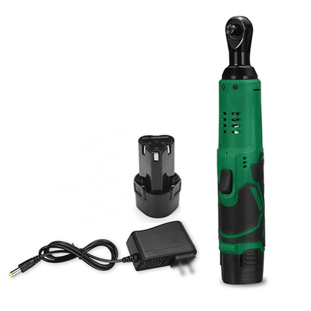 (Green, One Battery) 12V 4000mAh 3/8" 65N.m Battery Ratchet Handheld Electric Wrench Set with 1/ 2 Batteries